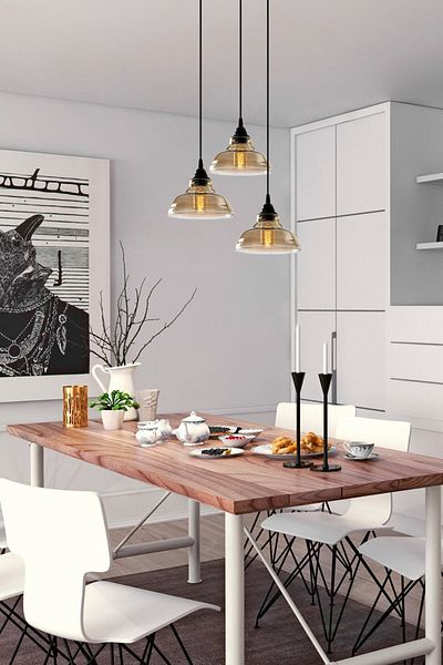 Fer Avize Dilberay Luxury Modern Pendant Lamp Smoked Dining Table Top - Living Room 3-Piece Chandelier