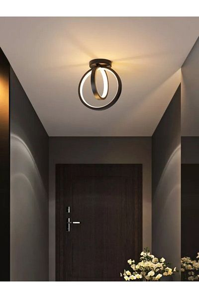 Fer Avize Hector Modern Design Black Color Living Room Kitchen Hall White Led 2-Piece Chandelier