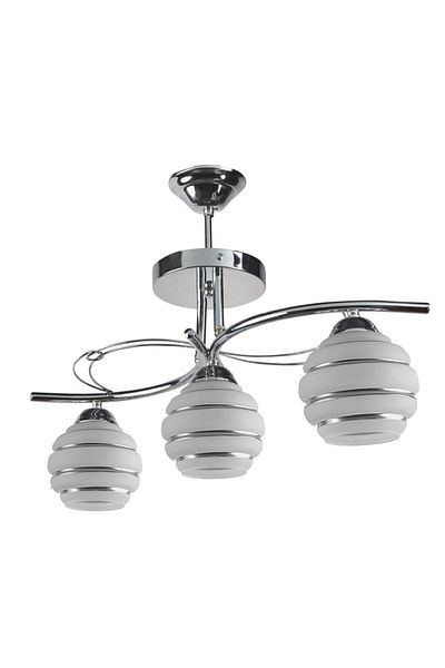 Fer Avize Rengin Modern Chrome Color 2046 Silver Glass Living Room - Kitchen - Bedroom 3-Piece Chandelier