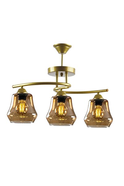 Fer Avize Fuji Modern Dekoratif Oval Camlı Eskitme Salon - Mutfak - Yatak Oda...