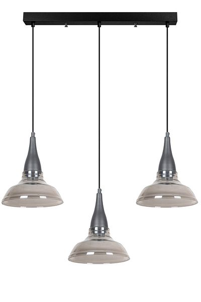 Fer Avize Beray Special Design Living Room - Kitchen - Dining Table Top Row Smoked Glass 3-Piece Chandelier