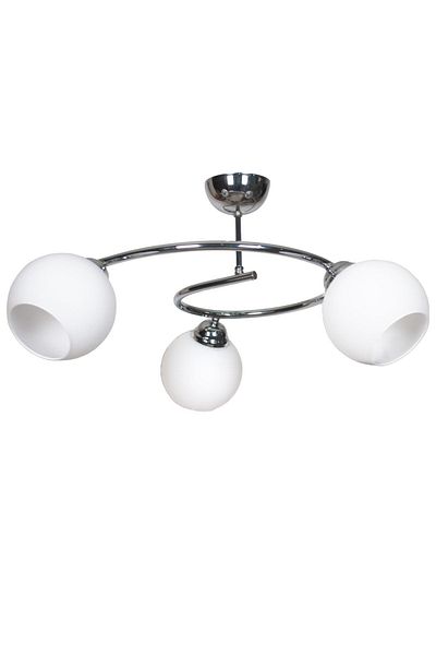 Fer Avize Mobile Modern Luxury Design Chrome Color White Glass Living Room - Kitchen - Bedroom 3-Piece Chandelier
