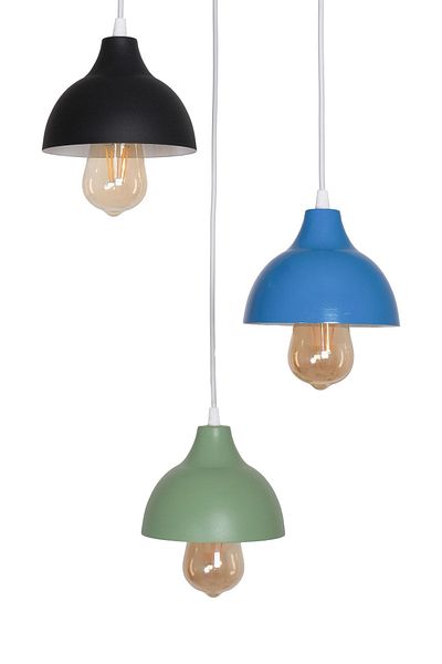 Fer Avize Kinder Modern Design Living Room - Kitchen - Children's Room Blue Black Green Color Pendant Lamp 3-Piece Chandelier