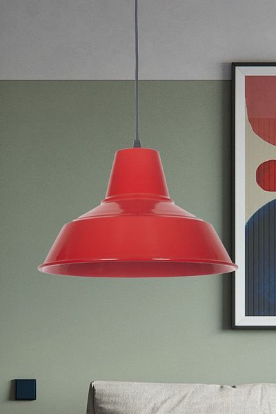 Fer Avize No33 Modern Design Red Color Metal Pendant Lamp Cafe - Kitchen Single Chandelier