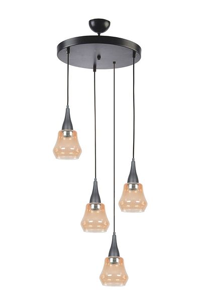 Fer Avize Defor Special Design Living Room - Bedroom - Kitchen - Honey Glass 4-Piece Chandelier