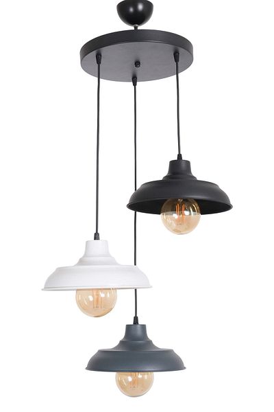 Fer Avize Sinyor Modern Design Living Room - Kitchen - Cafe Anthracite - Black - White Color Pendant Lamp 3-Piece Chandelier