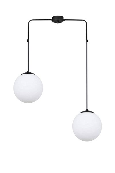 Fer Avize Recoba Modern Metal Case White Glass Living Room - Kitchen - Bedroom 2-Piece Chandelier