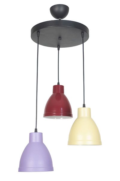 Fer Avize Denis Modern Design Lilac Cream Claret Red Color Metal Cafe - Kitchen 3-Piece Chandelier