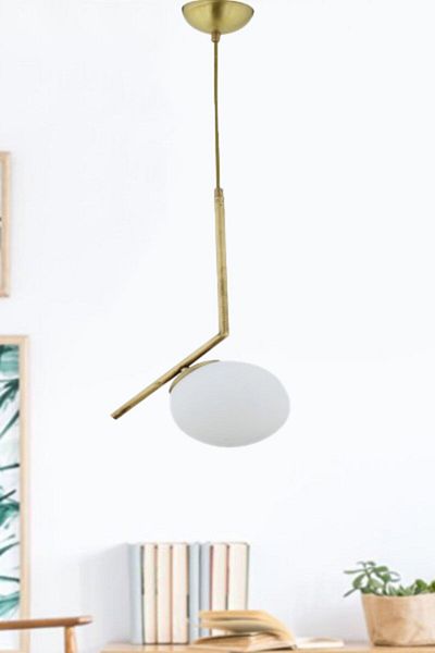 Fer Avize Yandeks Modern Rustic Sports Antique Color Glop White Glass Single Pendant Lamp Chandelier