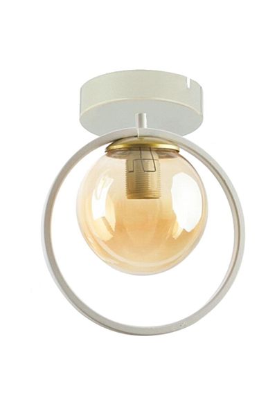 Fer Avize Fairy Metal Ring White Honey Glass Hall - Kitchen Single Chandelier