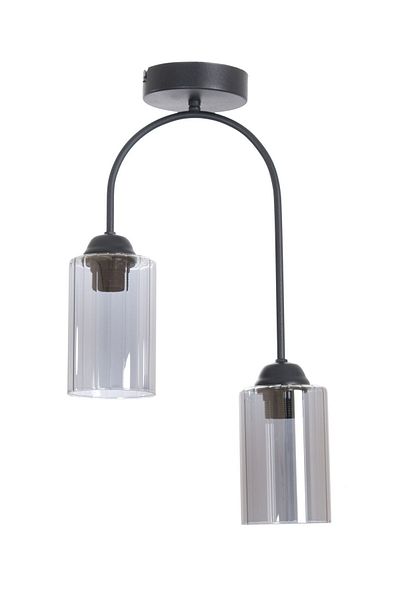 Fer Avize Janin Poru Plof Modern Design Cafe Kitchen Living Room Black Color Smoked Glass 2-Piece Chandelier