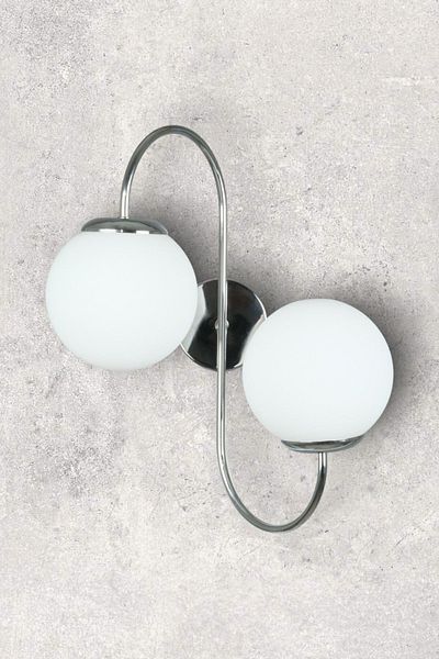 Fer Avize Jupiter Sconce Modern Design Chrome Color White Glass Cafe - Kitchen - Bedroom - Hall Wall Sconce