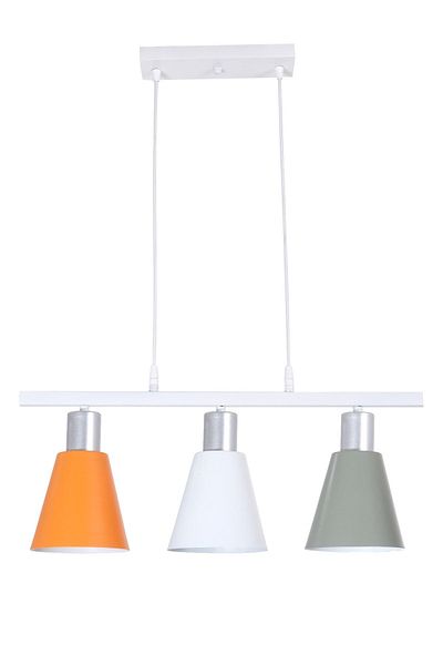 Fer Avize Trendy Modern Design Cafe Kitchen Living Room Orange White Green Colored 3-Piece Chandelier