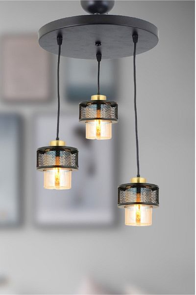 Fer Avize Fantastic Modern Pendant Lamp Black 3-Piece Chandelier