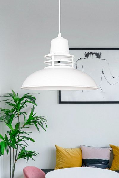 Fer Avize Lantern Modern Design Finished Pendant Lamp Metal White Color Pendant Lamp Cafe - Kitchen Single Chandelier