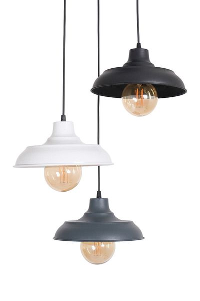 Fer Avize Sinyor Modern Design Living Room - Kitchen - Cafe Anthracite - Black - White Color Pendant Lamp 3-Piece Chandelier