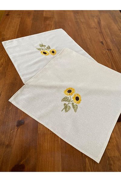 Soft Colours Organic Raw Linen Runner - Authentic Embroidered, 100% Cotton, 40x100 Cm
