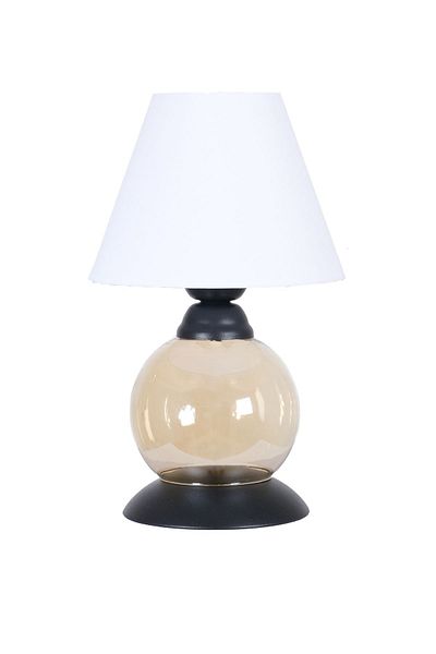 Fer Avize Noki Black Modern Design Honey Glass Lampshade - Table - Night Lamp with White Hat