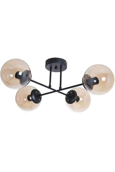 Fer Avize Cross Modern Design Black Color Honey Glass Living Room - Kitchen - Bedroom 4-Piece Chandelier