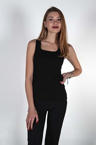 moda felinya بودي نسائي أسود بياقة مربعة وحمالات