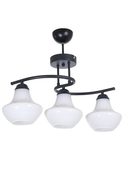 Fer Avize Fujifora Modern Design Kitchen Living Room Bedroom Black Color White Glass 3-Piece Chandelier