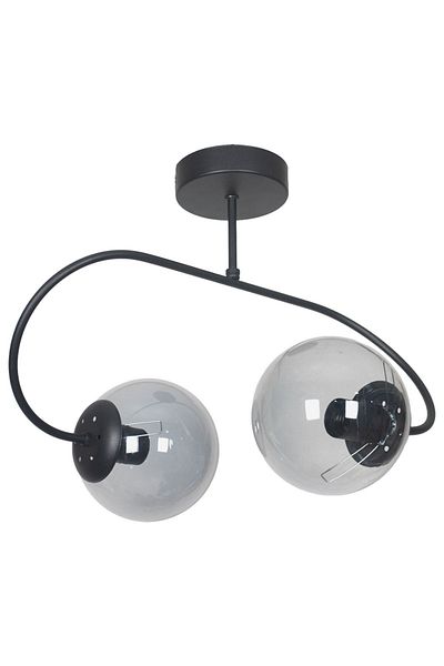 Fer Avize Berlin Modern Design - Black Smoke 2-Piece Chandelier Plafonier Living Room and Bedroom