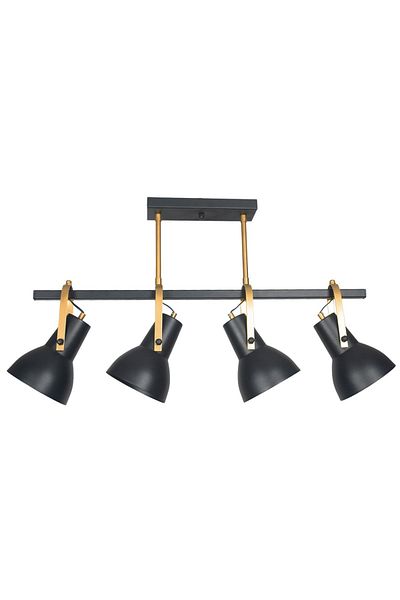 Fer Avize Black Modern Metal Design - Gold Detailed 4-Piece Chandelier Set, Cafe-Kitchen Pendant