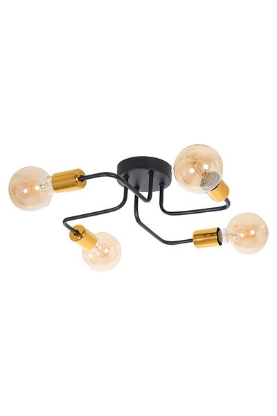 Fer Avize Scorpion Octopus Arm Black Gold Color Living Room - Kitchen - Bedroom 4-Piece Chandelier