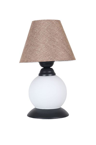 Fer Avize Noki Black Modern Design White Glass Lampshade - Table - Brown Hat Night Lamp