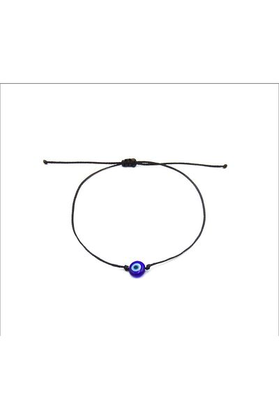 Stoneday Black Rope Bracelet with Blue Glass Evil Eye Beads