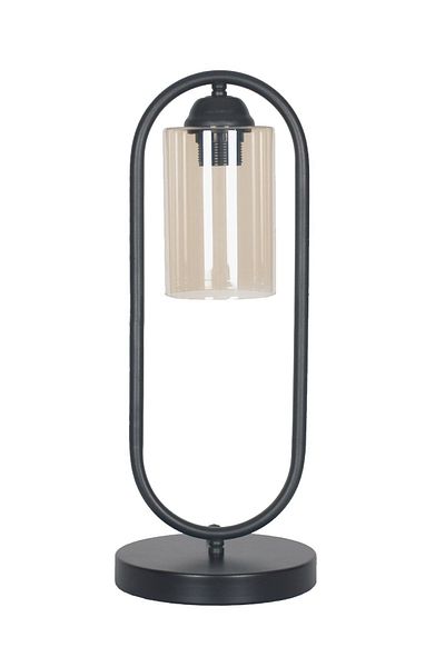 Fer Avize Koza Modern Design Black Color Honey Glass Lampshade - Table - Night Lamp