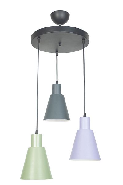 Fer Avize Trend Modern Design Cafe - Kitchen - Living Room - Children's Room Green Anthracite Lilac Color 3-Piece Chandelier