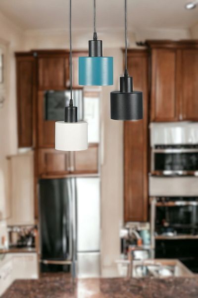 Fer Avize Mısra Special Design Modern Cafe Kitchen Living Room 3-Piece Metal Pendant Lamp Chandelier