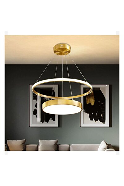 CATLUZ Gold Çember Ø40 60cm Led Lamba,yuvarlak Sarkıt Avize,modern Aydınlatma,dekoratif Işık 3000k
