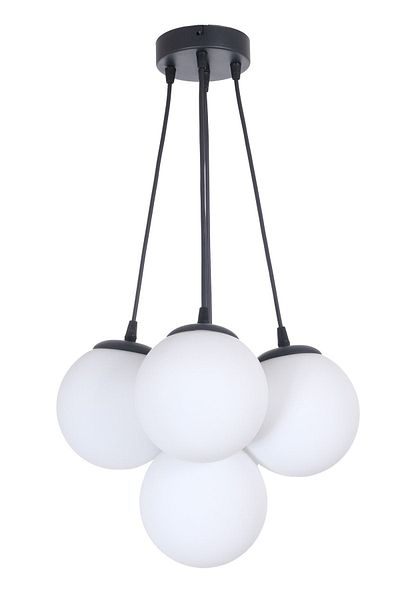 Fer Avize Çako Modern Design Bedroom - Living Room - Kitchen - Cafe Black Color White Glass 5-Piece Chandelier
