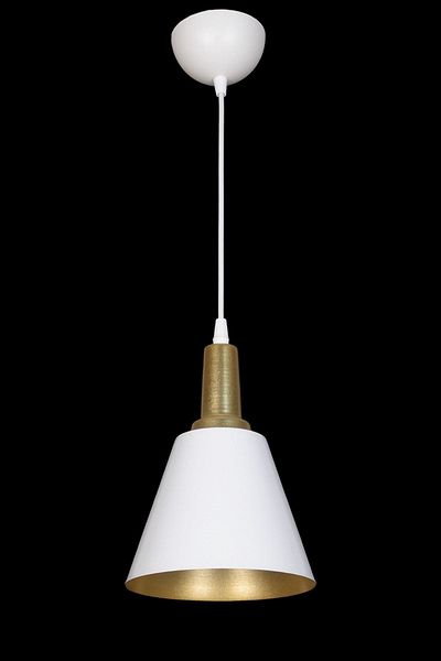 Fer Avize Ayça Modern Design Antique Detailed White Inside Gold Color Metal Single Chandelier