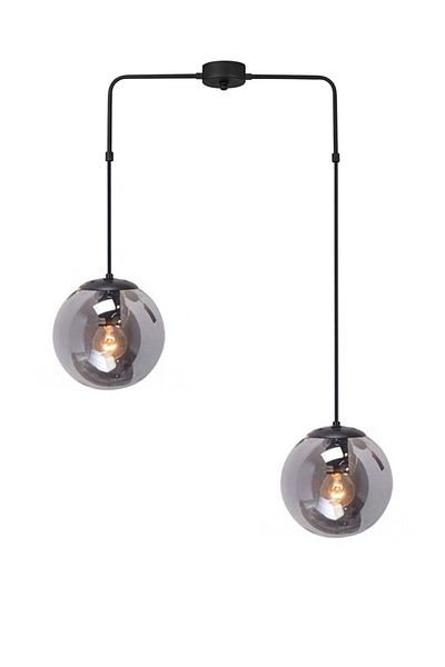 Fer Avize Recoba Modern Metal Case Smoked Glass Living Room - Kitchen - Bedroom 2-Piece Chandelier