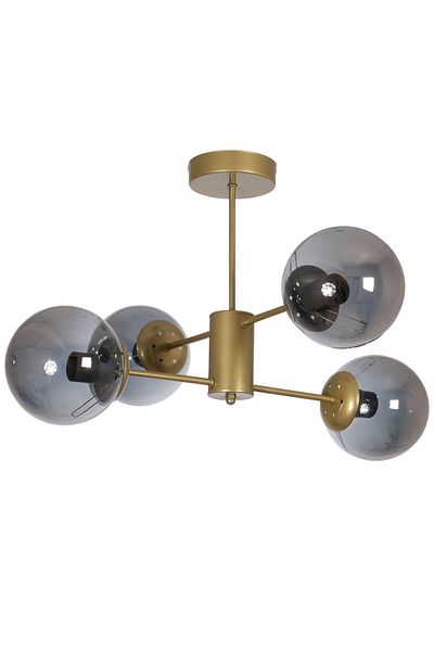 Fer Avize Oscar Modern 4-Piece Chandelier - Smoke Glass, Antique Color Case, Luxury Design Living Room and Kitchen Set