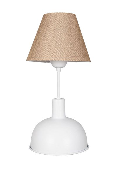 Fer Avize Prague Modern Design Brown Headed White Base Lampshade - Table - Night Lamp