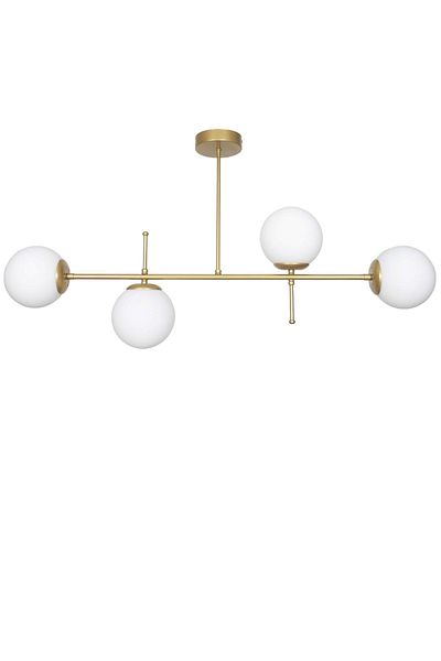 Fer Avize Cello Modern Luxury Design Gold Color White Glass Ceiling Dining Table Top - Living Room 4-Piece Chandelier