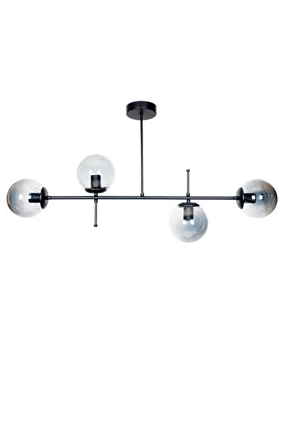 Fer Avize Çello Modern Lüks Tasarım Siyah Renk Füme Camlı Tavan Yemek Masası ...