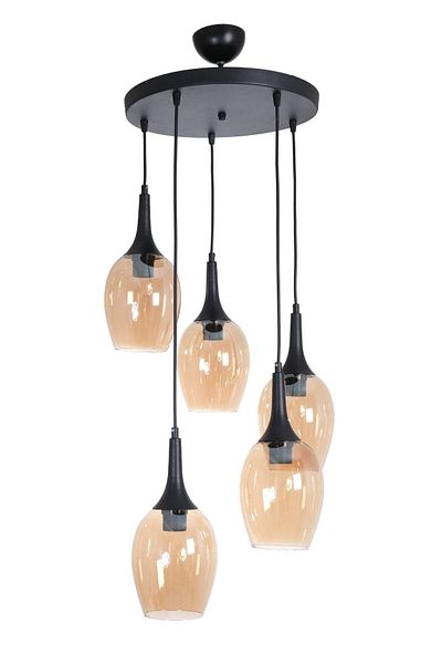 Fer Avize Ilyo Modern Design Bedroom - Living Room - Kitchen Pendant Lamp Honey Glass Chandelier of 5