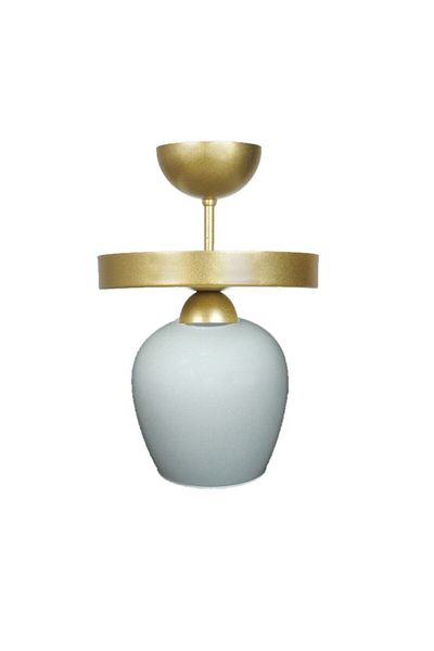 Fer Avize Amanda Modern Plofonyer Antique Color White Glass Living Room - Kitchen Single Chandelier