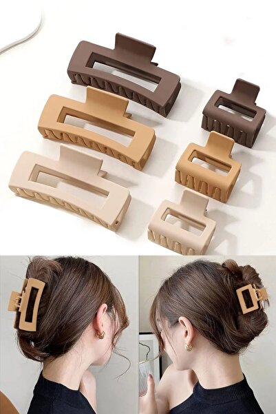 Diloshtrend Design Kadın 6 Adet Xl Ve Orta Boy Mandal Toka Seti Kahve Tonlar