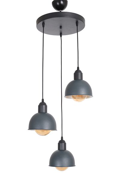 Fer Avize Şirince Modern Design Living Room - Kitchen - Cafe Anthracite Color Pendant Lamp 3-Piece Chandelier