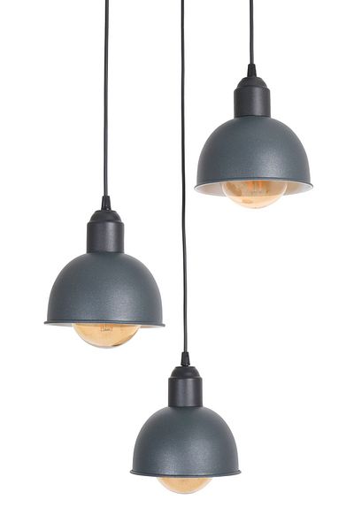 Fer Avize Şirince Modern Design Living Room - Kitchen - Cafe Anthracite Color Pendant Lamp 3-Piece Chandelier