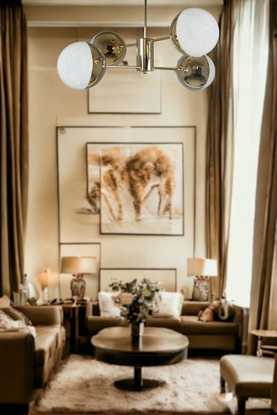 Fer Avize Oscar Modern Luxury Design Gold Color Case - Living Room - Kitchen - Bedroom Led 4-Piece Chandelier