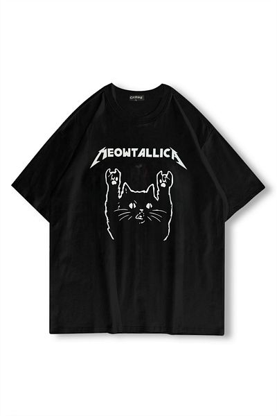 Carpe Μαύρο μπλουζάκι Meowtallica Oversize