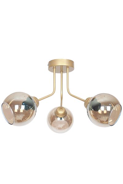 Fer Avize Rosa Modern Luxury Design Ceiling Plafonier Gold Color Smoked Glass 3-Piece Chandelier