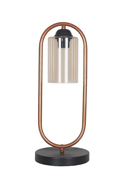 Fer Avize Koza Modern Design Copper Color Honey Glass Lampshade - Table - Night Lamp